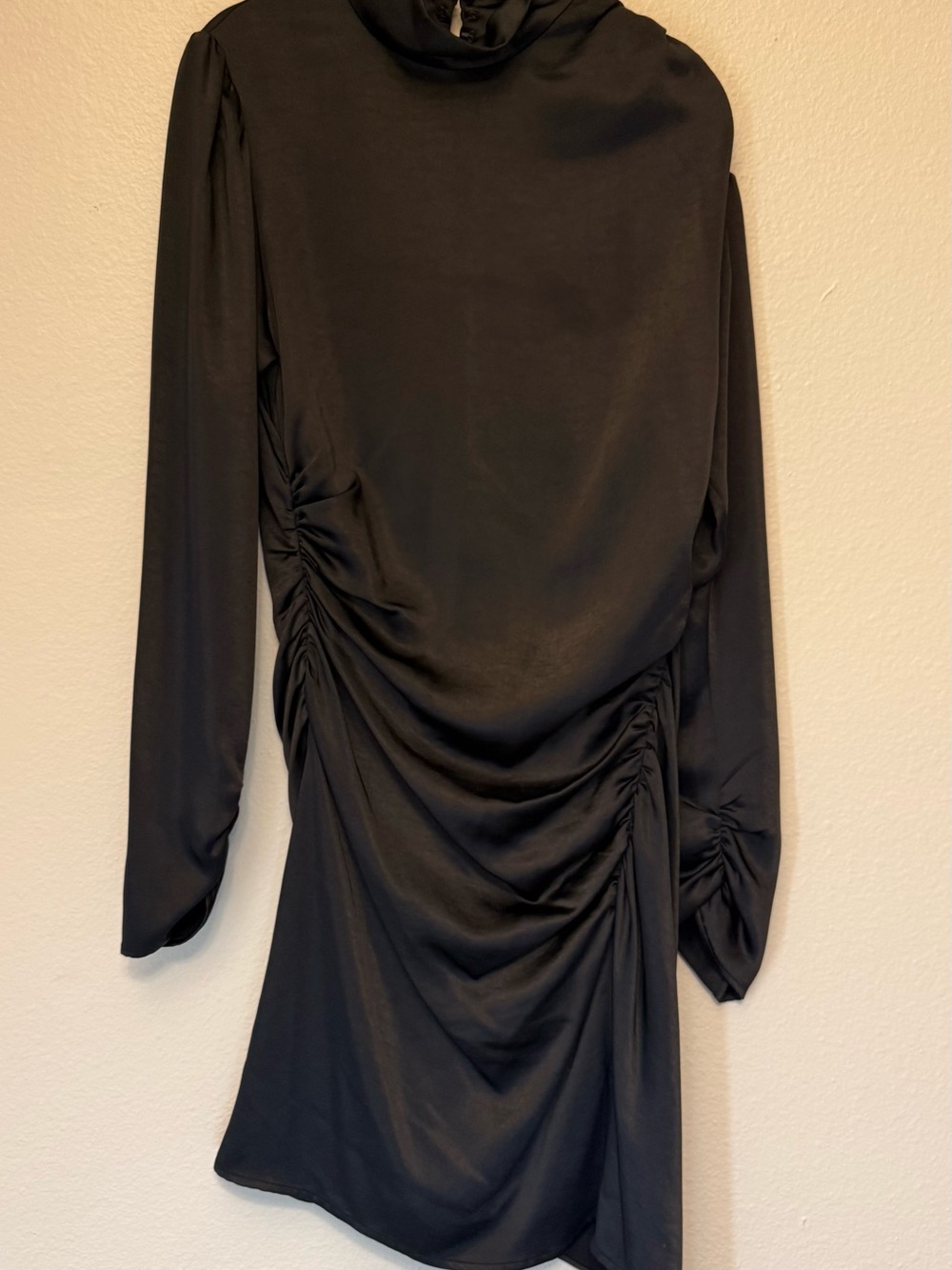 A.L.C. Black Ruched Long-Sleeve Dress